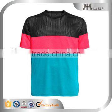 Custom black mesh dry fit sportswear striped man running t shirt