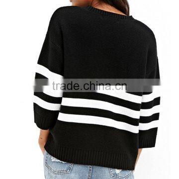 Double Stripe Special Design Knit Sweaters for Women photo-3
