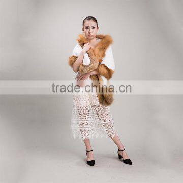 Myfur New Product Hand Made Wholesale Rex Rabbit Fox Fur Trim Cape