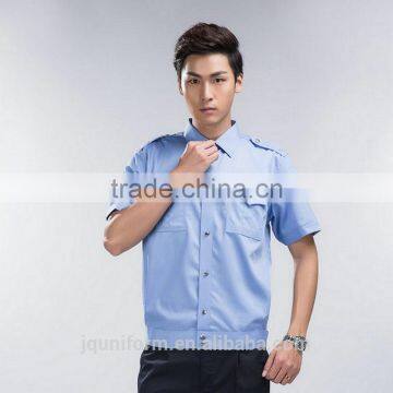 Juqian 2016 Cheap Short Sleeve blue cotton/polyester Security Shirt Uniform,Customize Security Guard Uniform Shirts