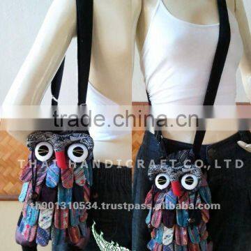 Hill Tribe shoulder bag Patchwork Fabric OWL