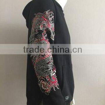 Men's Fleece Black Embroidey Pullover Hoodie