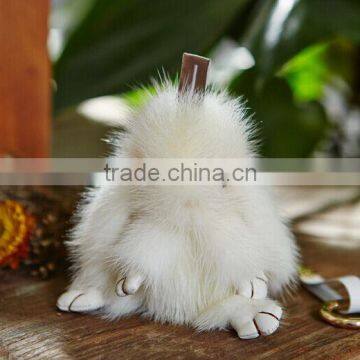 Wholesale New Design Cute White Mink Fur Ball Rabbit Shape Keychain