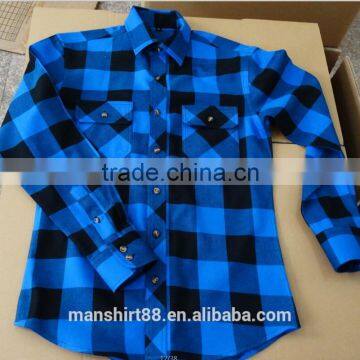 100% Cotton Royal Blue Big Plaid Flannel Shirt photo-3