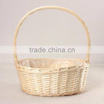 Hot Sale Universal Large White Wicker Handmade Round Hamper With Handle Flowers Fruits Bread Picnic Gift Storage Basket photo-2