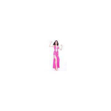 Professional Noble Spandex Pink Belly Dance Performance Costumes , Belly Dance Clothes