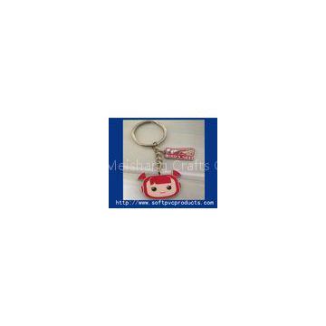 Customised Beautiful Girl Metal Ring Soft PVC Keychain / Cute Key Chain Rings