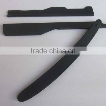 black barber straight razor/ stainless steel black matte razor