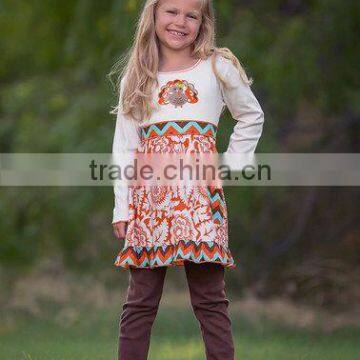 high quality clothes turkey embroidery Thanksgiving Day girls boutique outfits