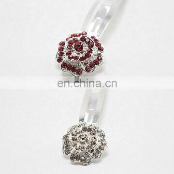 Flower Beaded Silver Snap Clip Hair Pin For Baby Kids Kanzashi Photo Prop