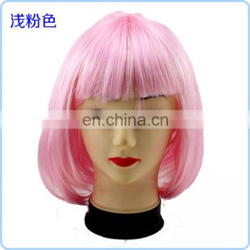 Short hair bob pink wig with bangs FGW-0054