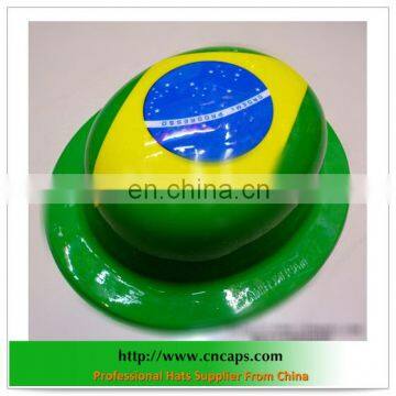 plastic fedora hats with brazil logo print