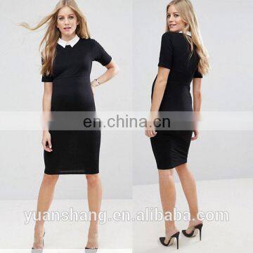 2017 Office Maternity Clothing Women Maternity Dress With Contrast Collar