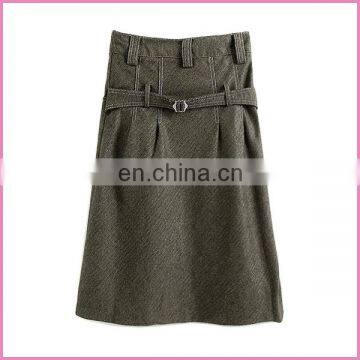 OEM Exported NA Back Belt Waisted Middle Skirt OL Skirt photo-2