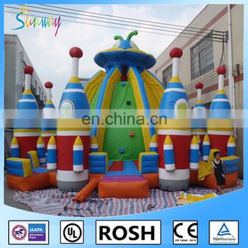 SUNWAY inflatable bouncy castle rocket inflatable castle with 6 inflatable slide for kids SP-091