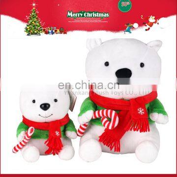 Cuddly Stuffed Christmas White Plush Polar Bear Animal Soft Toy