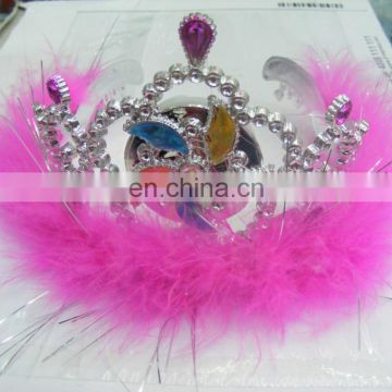 Party Carnival cheap plastic pink princess crown headband for girls PH-0010