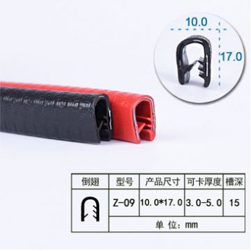 EDGE TRIM  PVC - INNER FLEXIBLE METAL CORE  DOUBLE LIPS - 38.1 M / 125 FT ROLL BLACK LEATHER TYPE PATTERN China