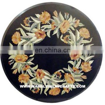 Round Marble Table Tops With Inlay Work