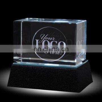 Factory Supply Crystal 3D Laser Engraving Cube Etched Paperweight