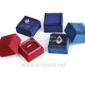 Professional Customization Square Jewelry Packaging Velvet Pink Wedding Ring Box Gift photo-5