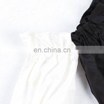 TWOTWINSTYLE 2019 Black Hit White Ruffles Sleeve off the Shoulder Slash Collar Princess photo-4