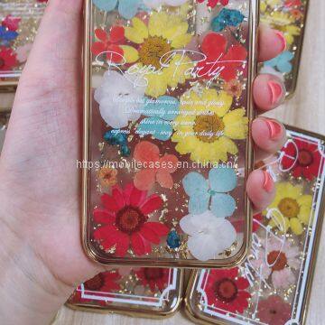 Golden Edge Epoxy Phone Case Flower Phone Case Floral Mobile Cover photo-3