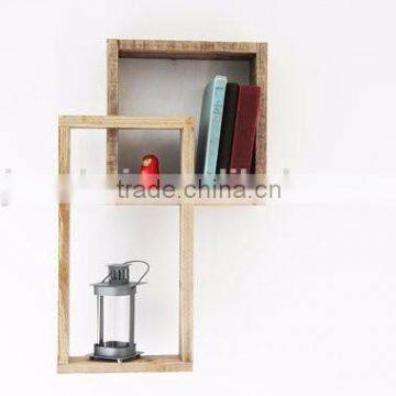 Accept OEM rustic antique wood wall storage shelf