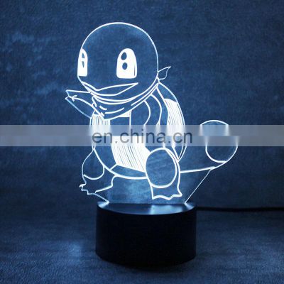 RGB touch black base 3d illusion bedroom usb art night light led desk table lamp