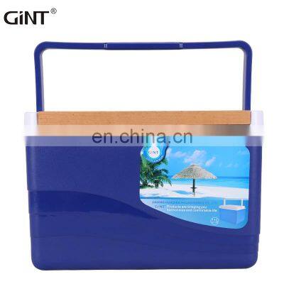 GiNT 11L Outdoor Hard Cooler PU Foam Insulation Cooler Box Ice Cooler Boxes with Wooden Lid