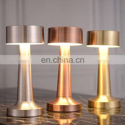 Rechargeable LED Table Night Light Mini Gold Cordless Restaurant Touch Pool Usb Table Lamp for Hotel and Bar photo-2