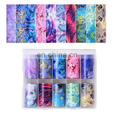 Hot Sell DIY 3D Laser Flame Starry Sky Nail Art Foil Transfer Stickers Sheet