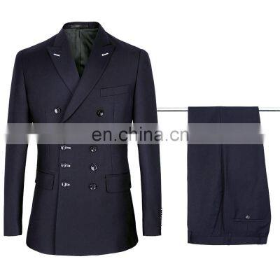 2021 cross-border men's suit fashion double breasted dark blue professional business suit suit