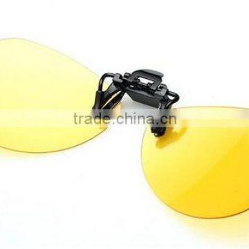High Qulality Yellow Night Vision Mirrored Women Men Clip on Driver PC Sunglasses photo-4
