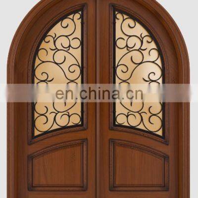 wood wrought iron double security screen french entry doors