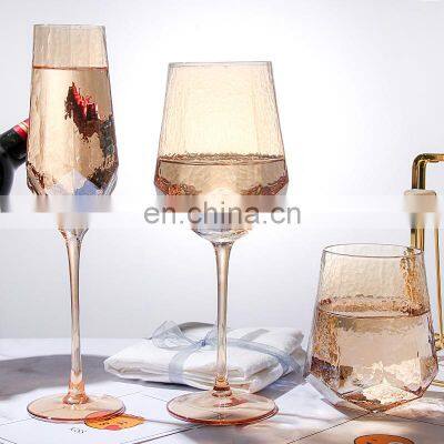 Classic Birthday Gift Custom Logo Champagne Transparent Color Diamond Elegant Golden Wine Glass photo-3