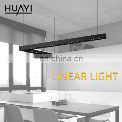 HUAYI New Product Meeting Room Indoor Matte Black Aluminum Lamp Body Commercial LED Linear Light