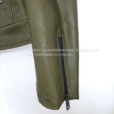 Women's Faux Leather Jacket Motocycle Biker PU Jacket photo-4