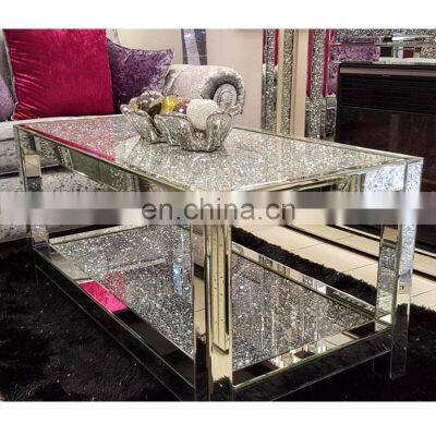 ethiopian luxury modern nordic living room furniture square glass mirror diamond top coffee table