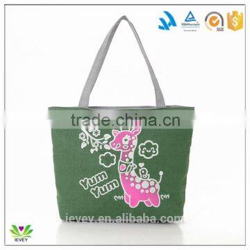 Green lovely design cotton lady shopping bag