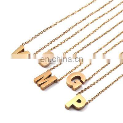 Gold Plated 18K Gold Plated Filled Pendant Charm A-Z Stainless Steel Letter Alphabet Initial Necklace