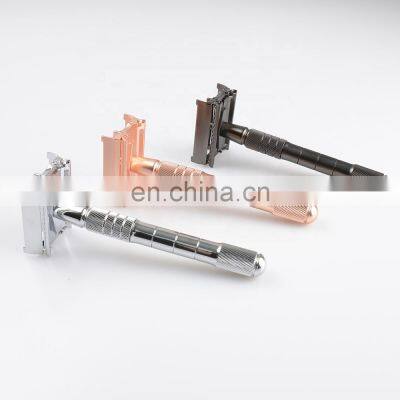 Private Logo Oem And Odm Biodegradable No Nickel Ladies Bikini Adjustuble Gun Metal Big Shaving Safety Razor