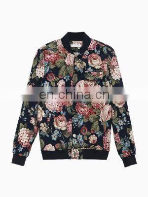 Custom Fashion Floral Print Bomber Jacket Bomber Jacket for Men Women photo-2