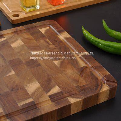 Custom Design Organic Butcher Square Kitchen Natural Cooking Boards Acacia Wood End Grain Chopping Wooden Cutting Board