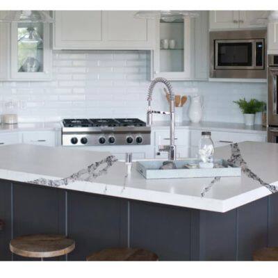 Code：1117，Calacatta Artificial Stone Quartz Slab Kitchen Countertops photo-3