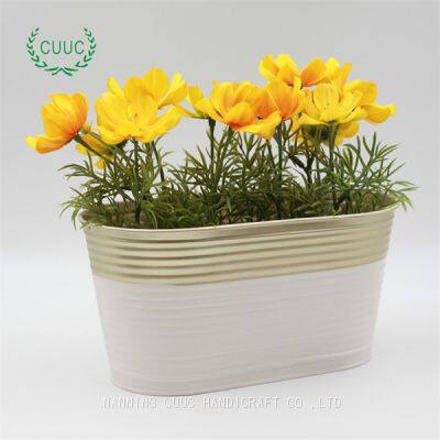 Metal Galvanised Christmas Planter Flower Pot Plant Pot