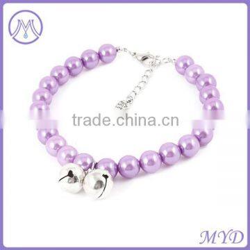 Pet Jewelry purple pearl bell charm puppy dog pet necklace