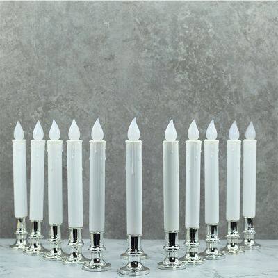 Christmas Candlesticks Automatictimer Remote Control Silver Removable Holders Window Wick Candles