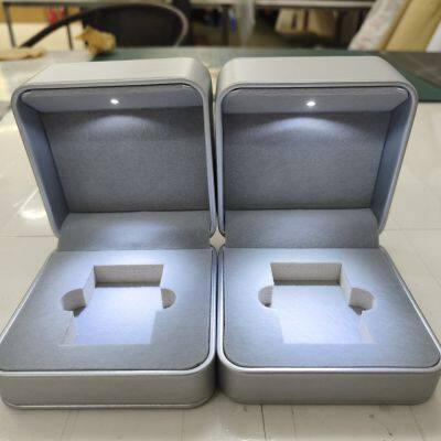 Customization Velvet Plush Luxury Jewelry Box with PU or same Velvet outside plus inner light