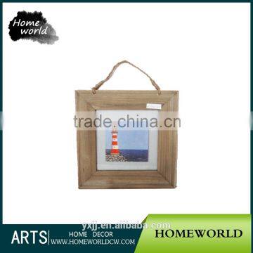 Top quality artificial natural wood frame picture with glass